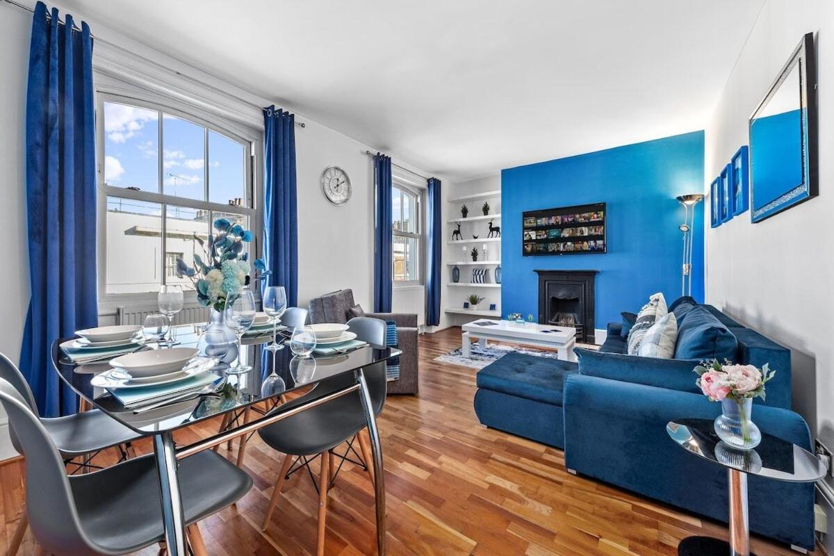 Balcony Blue Theme 1 Bedroom Central London Luxury Flat Near Hyde Park! Accommodates Up To 6! Double Sofa Bed And Next To Station! Exterior photo